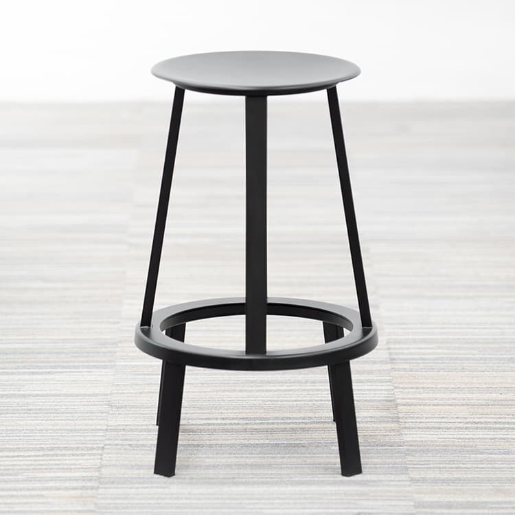 HAY Revolver Tabouret bas design Leon Ransmeier - black metal / métal noir quatre pieds – Image 3
