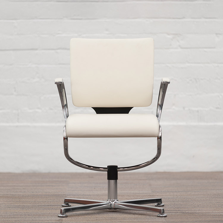 DAUPHIN In Touch 5409 Chaise de réunion (neuf) - cuir blanc / aluminium poli base étoile
