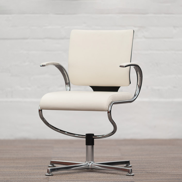 DAUPHIN In Touch 5409 Chaise de réunion (neuf) - cuir blanc / aluminium poli base étoile – Image 2