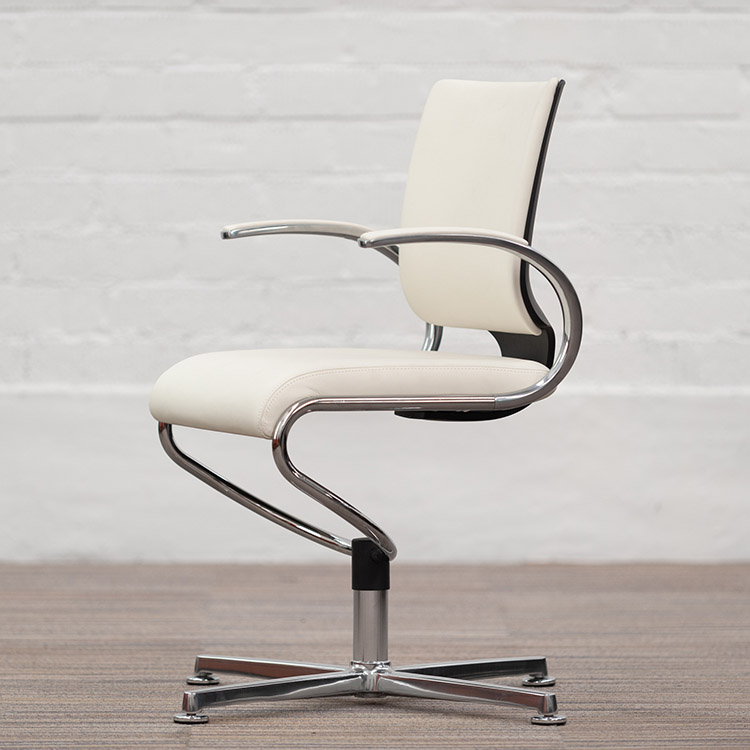 DAUPHIN In Touch 5409 Chaise de réunion (neuf) - cuir blanc / aluminium poli base étoile – Image 3