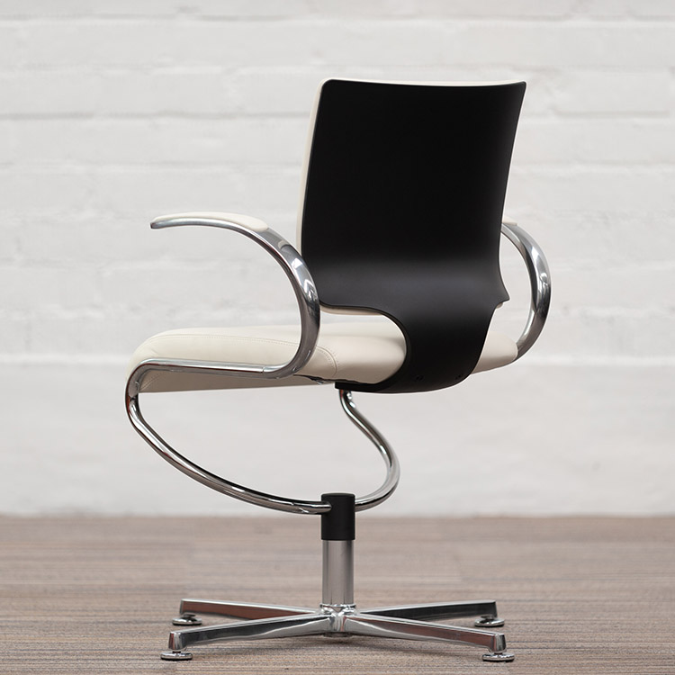 DAUPHIN In Touch 5409 Chaise de réunion (neuf) - cuir blanc / aluminium poli base étoile – Image 5