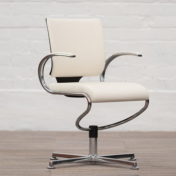 DAUPHIN In Touch 5409 Chaise de réunion (neuf) - cuir blanc / aluminium poli base étoile – Image 10