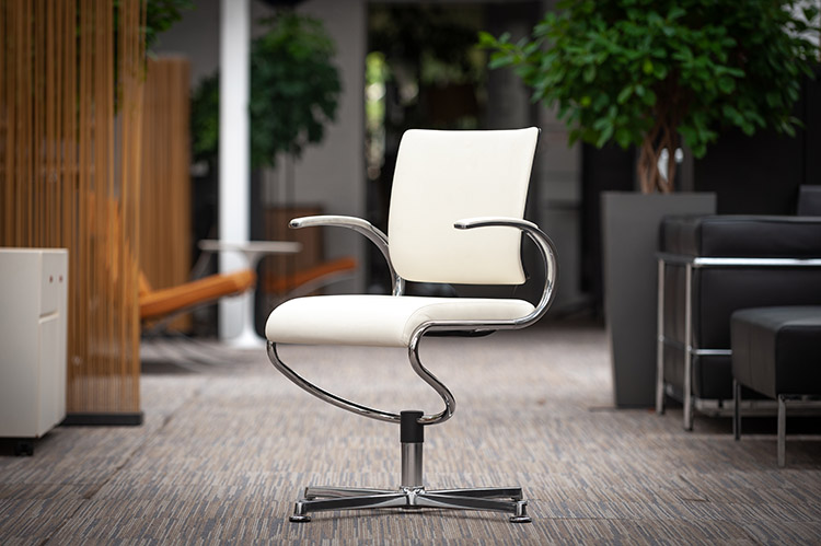 DAUPHIN In Touch 5409 Chaise de réunion (neuf) - cuir blanc / aluminium poli base étoile – Image 26