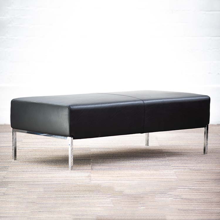 MOROSO Upholstered Leather Bench 2-Seater Bench B122xD62xH40 - black leather / chrome four-leg - Image 2