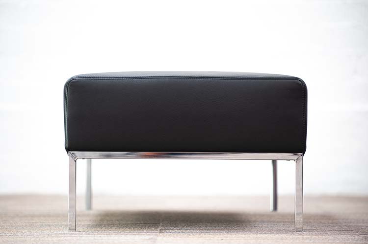 MOROSO Upholstered Leather Bench 2-Seater Bench B122xD62xH40 - black leather / chrome four-leg - Image 3