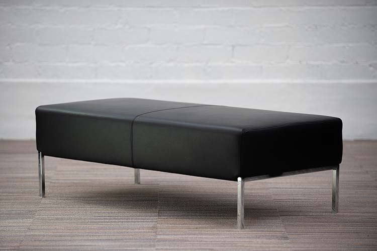 MOROSO Upholstered Leather Bench 2-Seater Bench B122xD62xH40 - black leather / chrome four-leg - Image 4