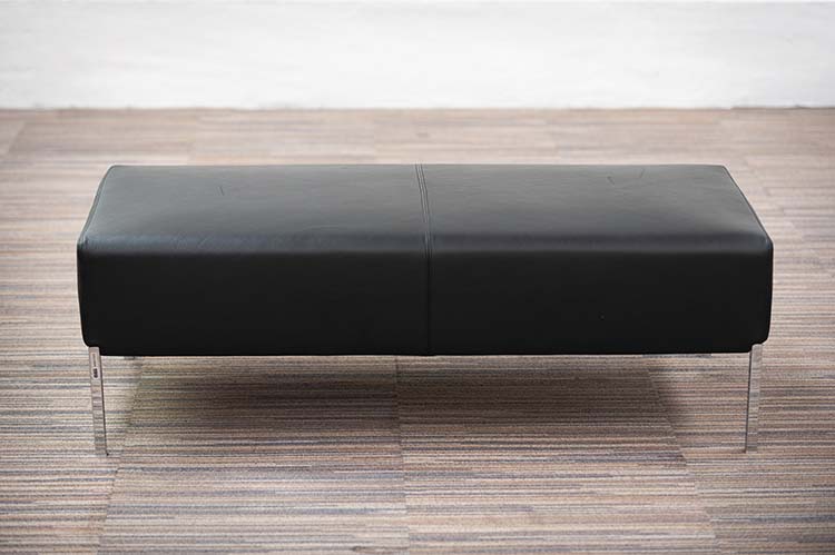 MOROSO Upholstered Leather Bench 2-Seater Bench B122xD62xH40 - black leather / chrome four-leg - Image 5