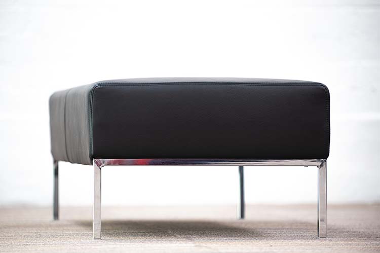 MOROSO Upholstered Leather Bench 2-Seater Bench B122xD62xH40 - black leather / chrome four-leg - Image 6