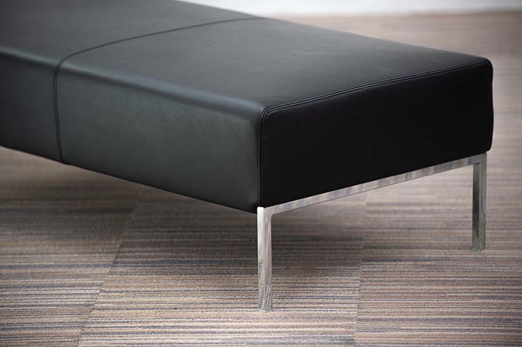 MOROSO Upholstered Leather Bench 2-Seater Bench B122xD62xH40 - black leather / chrome four-leg - Image 8