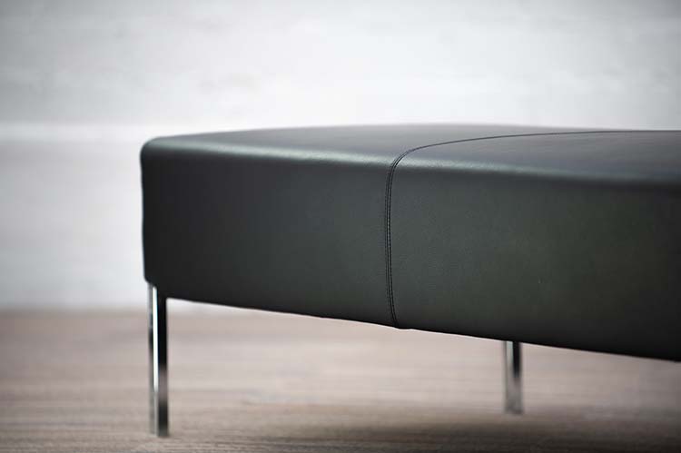 MOROSO Upholstered Leather Bench 2-Seater Bench B122xD62xH40 - black leather / chrome four-leg - Image 9