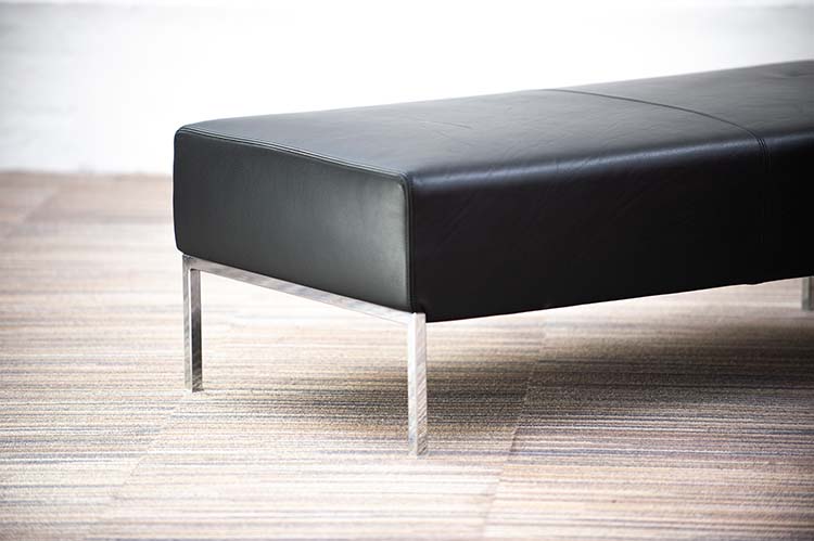 MOROSO Upholstered Leather Bench 2-Seater Bench B122xD62xH40 - black leather / chrome four-leg - Image 10