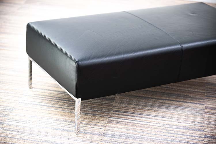 MOROSO Upholstered Leather Bench 2-Seater Bench B122xD62xH40 - black leather / chrome four-leg - Image 11