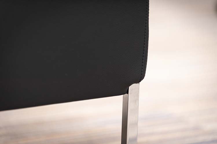 MOROSO Upholstered Leather Bench 2-Seater Bench B122xD62xH40 - black leather / chrome four-leg - Image 15