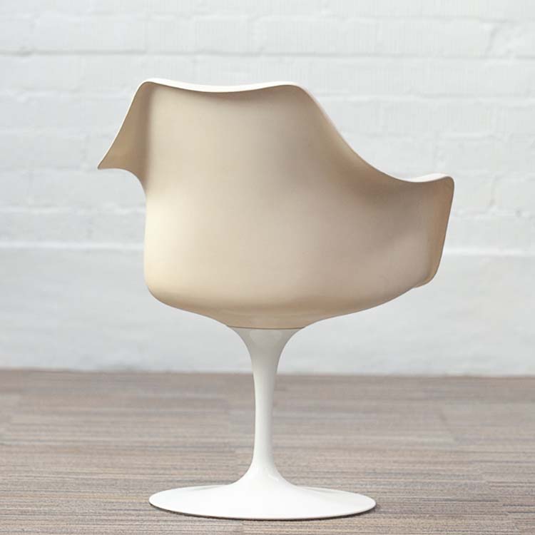 KNOLL Tulip Armchair vintage Chaise de réunion original années 1960 design Eero Saarinen - plastique blanc / tissu bleu / métal blanc plaque de base – Image 9