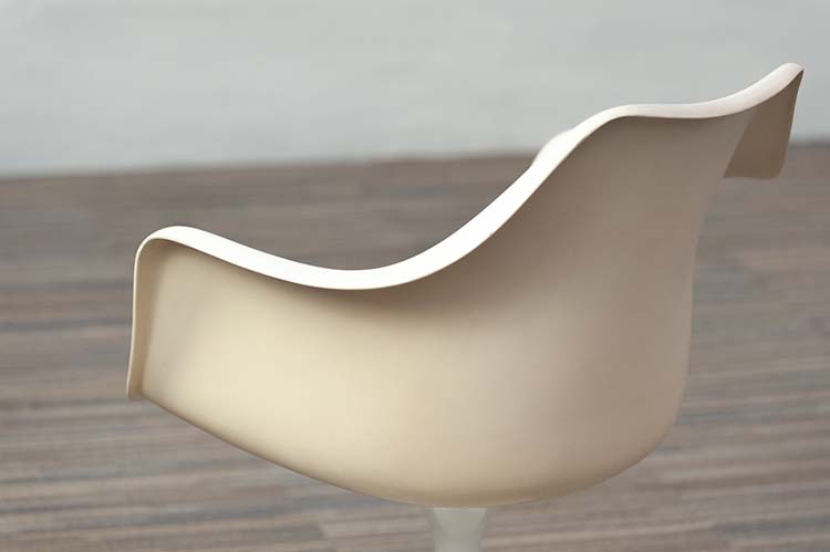 KNOLL Tulip Armchair vintage Chaise de réunion original années 1960 design Eero Saarinen - plastique blanc / tissu bleu / métal blanc plaque de base – Image 17