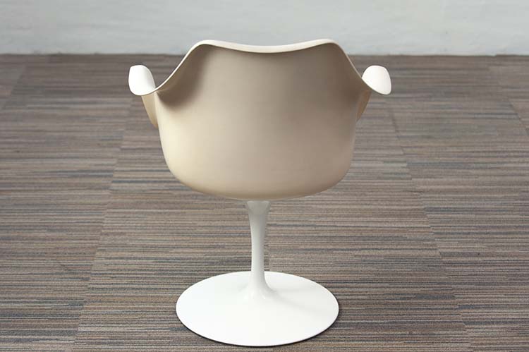 KNOLL Tulip Armchair vintage Chaise de réunion original années 1960 design Eero Saarinen - plastique blanc / tissu bleu / métal blanc plaque de base – Image 18