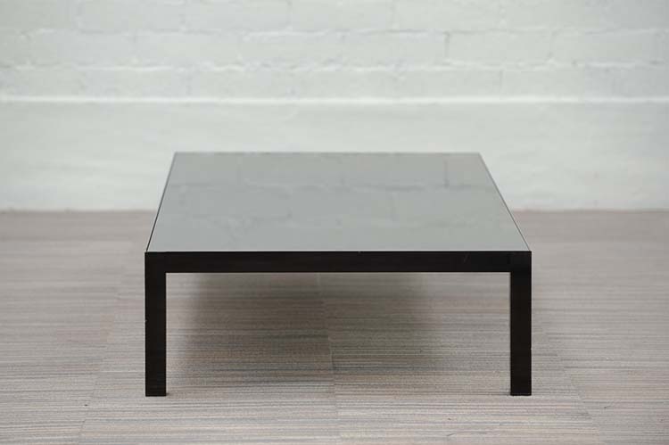 Table basse B180xD80xH30 - verre noir / métal noir quatre pieds – Image 4
