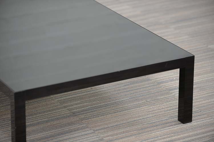 Table basse B180xD80xH30 - verre noir / métal noir quatre pieds – Image 5