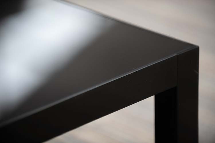 Table basse B180xD80xH30 - verre noir / métal noir quatre pieds – Image 7