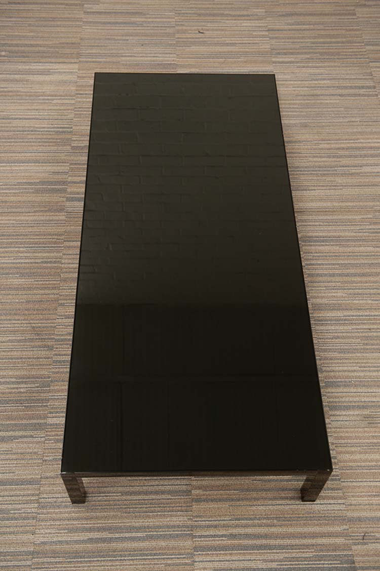 Table basse B180xD80xH30 - verre noir / métal noir quatre pieds – Image 9