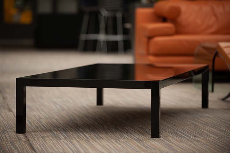 Table basse B180xD80xH30 - verre noir / métal noir quatre pieds – Image 10