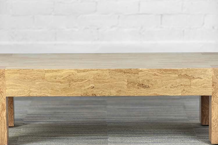 Table basse fait main B140xD80xH42 - bois pétrifié / fossile brun / bois pétrifié quatre pieds – Image 6
