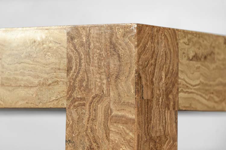 Table basse fait main B140xD80xH42 - bois pétrifié / fossile brun / bois pétrifié quatre pieds – Image 8