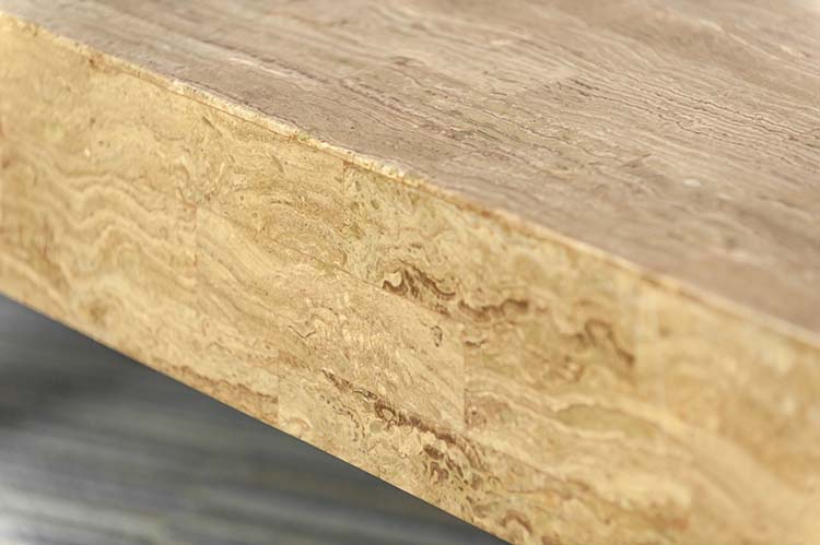 Table basse fait main B140xD80xH42 - bois pétrifié / fossile brun / bois pétrifié quatre pieds – Image 9