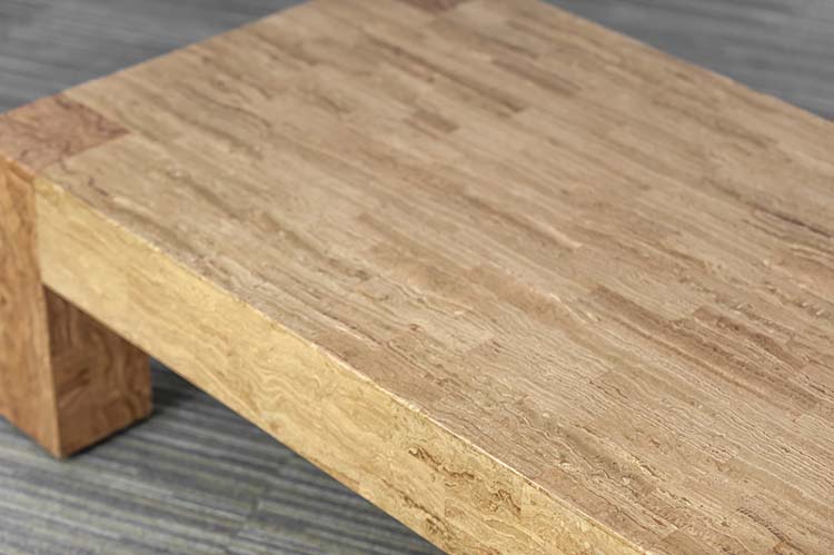 Table basse fait main B140xD80xH42 - bois pétrifié / fossile brun / bois pétrifié quatre pieds – Image 11