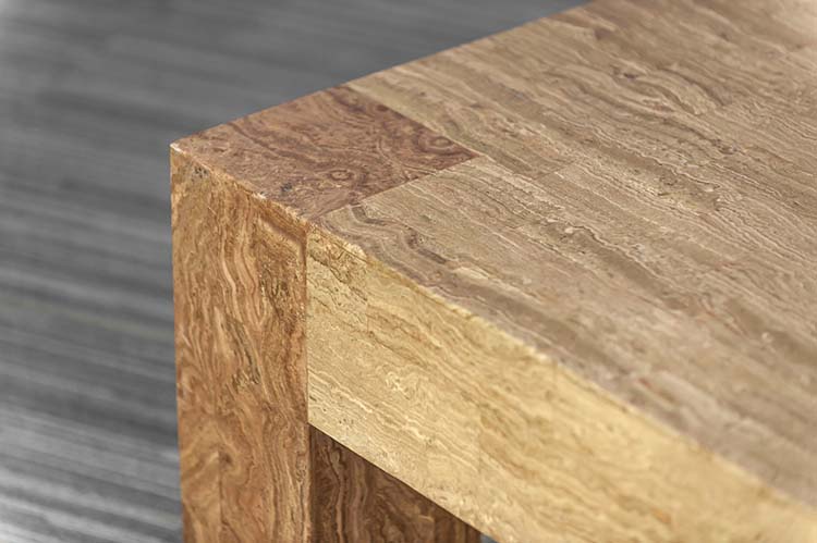 Table basse fait main B140xD80xH42 - bois pétrifié / fossile brun / bois pétrifié quatre pieds – Image 12