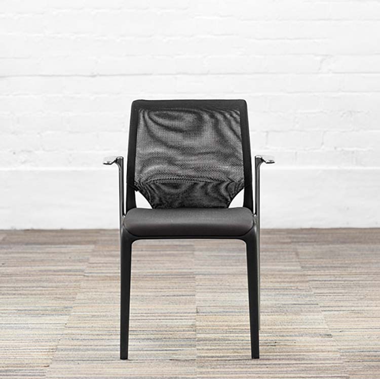VITRA MedaSlim Vergaderstoel design Alberto Meda stapelbaar - zwart stof / zwart kunststof / chrome vierpoot