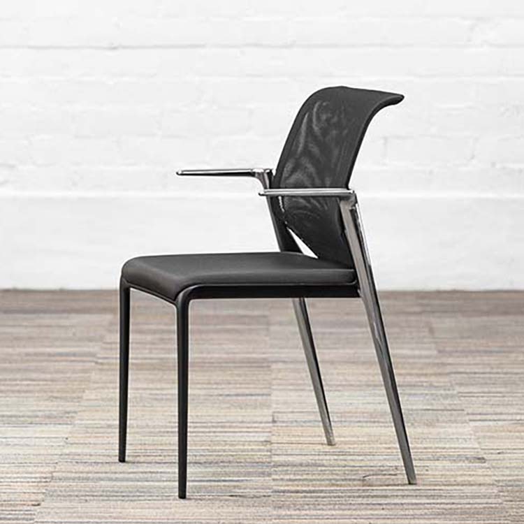 VITRA MedaSlim Vergaderstoel design Alberto Meda stapelbaar - zwart stof / zwart kunststof / chrome vierpoot - Afbeelding 3