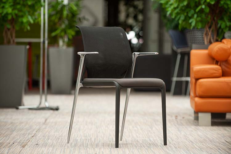 VITRA MedaSlim Vergaderstoel design Alberto Meda stapelbaar - zwart stof / zwart kunststof / chrome vierpoot - Afbeelding 17