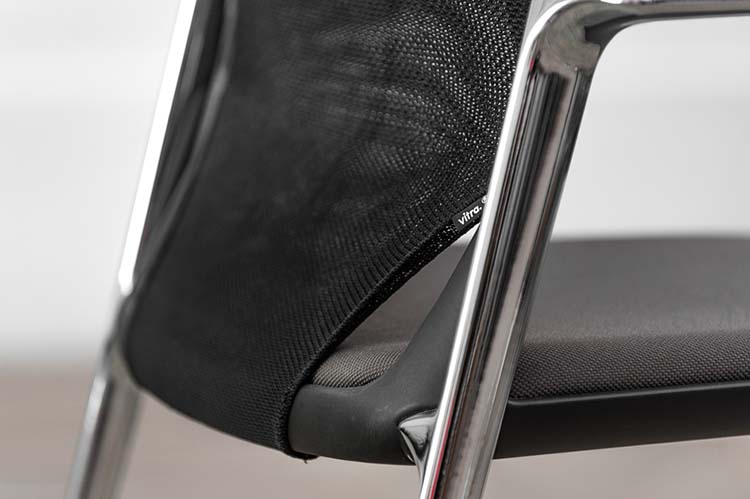 VITRA MedaSlim Vergaderstoel design Alberto Meda stapelbaar - zwart stof / zwart kunststof / chrome vierpoot - Afbeelding 20