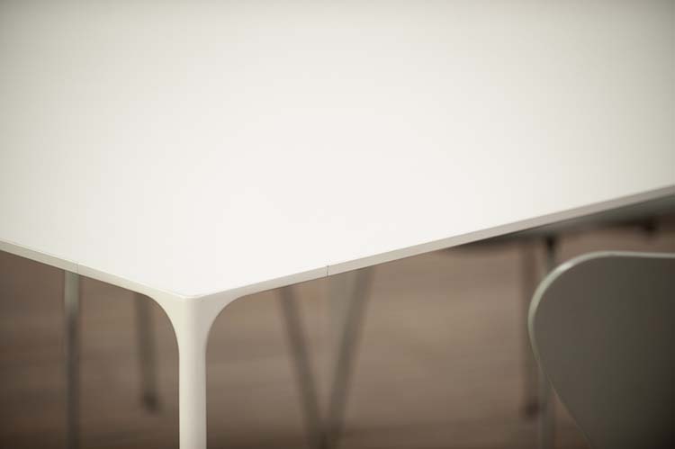 ARPER Nuur #0800 Table de réunion design Simon Pengelly B137xD137xH74 - fenix en stratifié blanc / aluminium blanc quatre pieds – Image 8