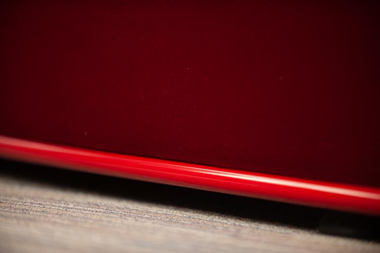 DEBERENN Pinto Lounge Sofa design David Fox - red velvet / black plastic four-leg - Image 12