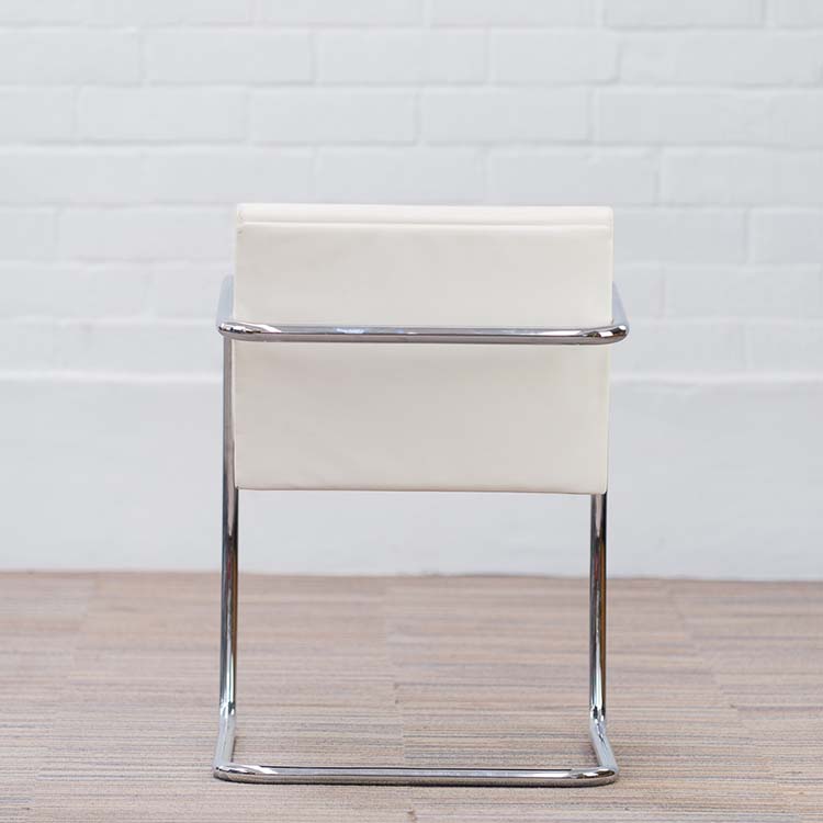 KNOLL Brno Tubular Chair Vergaderstoel design Ludwig Mies van der Rohe - wit leder / chrome sledepoot - Afbeelding 5