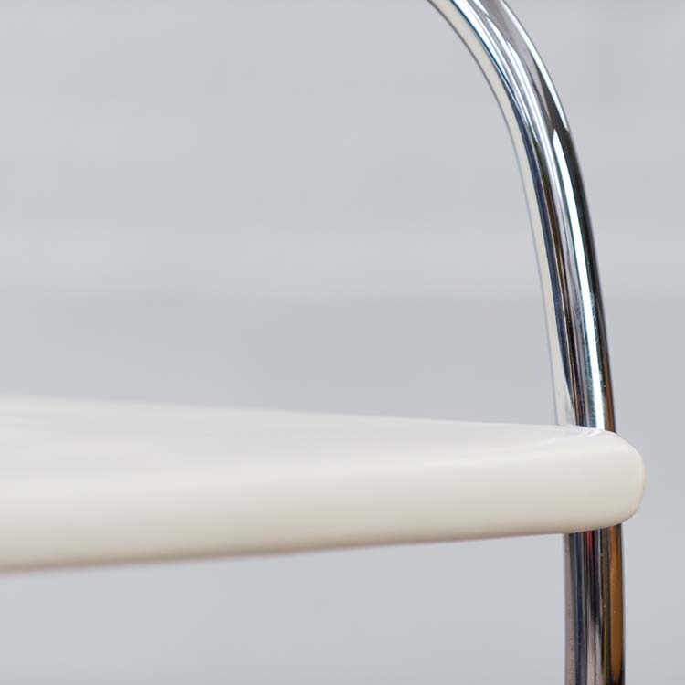 KNOLL Brno Tubular Chair Vergaderstoel design Ludwig Mies van der Rohe - wit leder / chrome sledepoot - Afbeelding 9