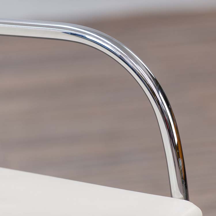 KNOLL Brno Tubular Chair Vergaderstoel design Ludwig Mies van der Rohe - wit leder / chrome sledepoot - Afbeelding 11
