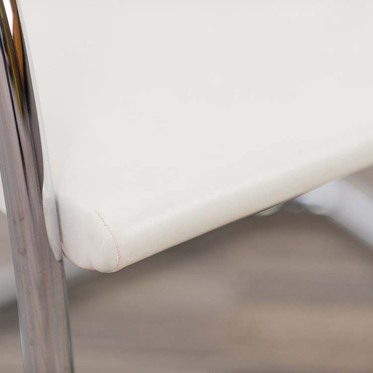 KNOLL Brno Tubular Chair Vergaderstoel design Ludwig Mies van der Rohe - wit leder / chrome sledepoot - Afbeelding 12