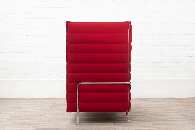 VITRA Alcove Sofa Banc 2 places design Ronan & Erwan Bouroullec B155xD88xH137 - tissu rouge et rouge foncé / chrome quatre pieds – Image 3