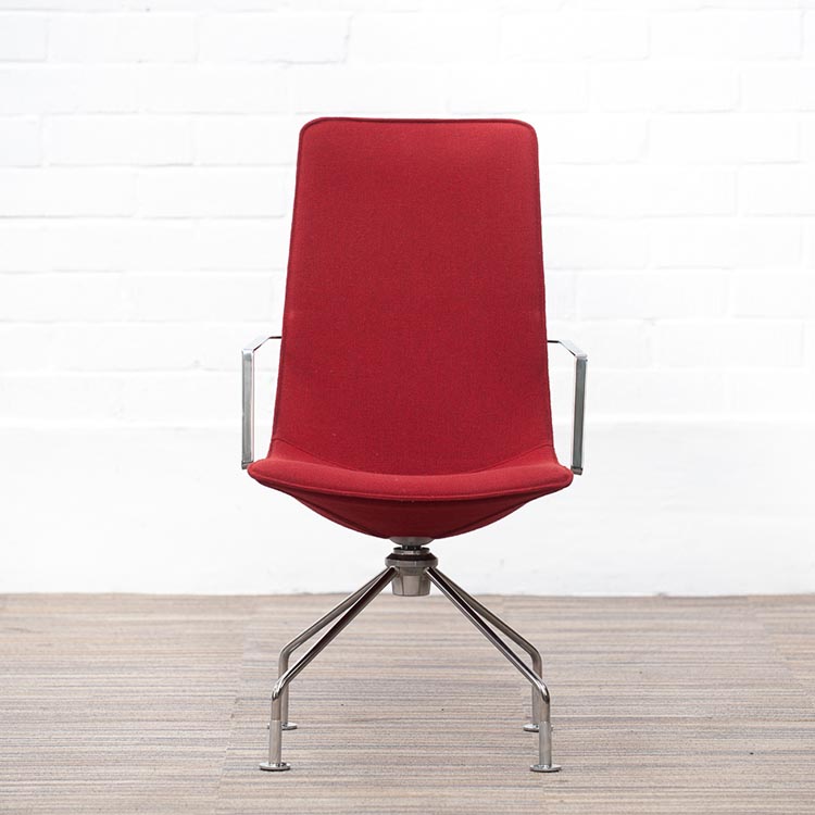 LAMMHULTS Comet Easy Chair Chaise lounge design Gunilla Allard - tissu rouge vin / chrome quatre pieds