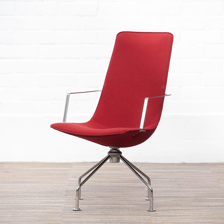 LAMMHULTS Comet Easy Chair Chaise lounge design Gunilla Allard - tissu rouge vin / chrome quatre pieds – Image 2