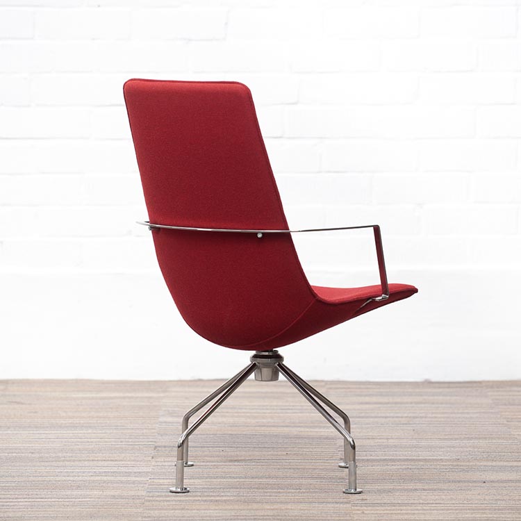 LAMMHULTS Comet Easy Chair Chaise lounge design Gunilla Allard - tissu rouge vin / chrome quatre pieds – Image 6