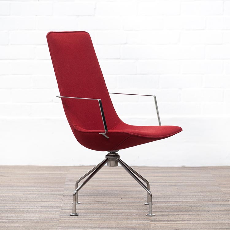LAMMHULTS Comet Easy Chair Chaise lounge design Gunilla Allard - tissu rouge vin / chrome quatre pieds – Image 8
