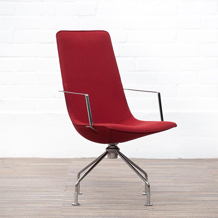 LAMMHULTS Comet Easy Chair Chaise lounge design Gunilla Allard - tissu rouge vin / chrome quatre pieds – Image 9