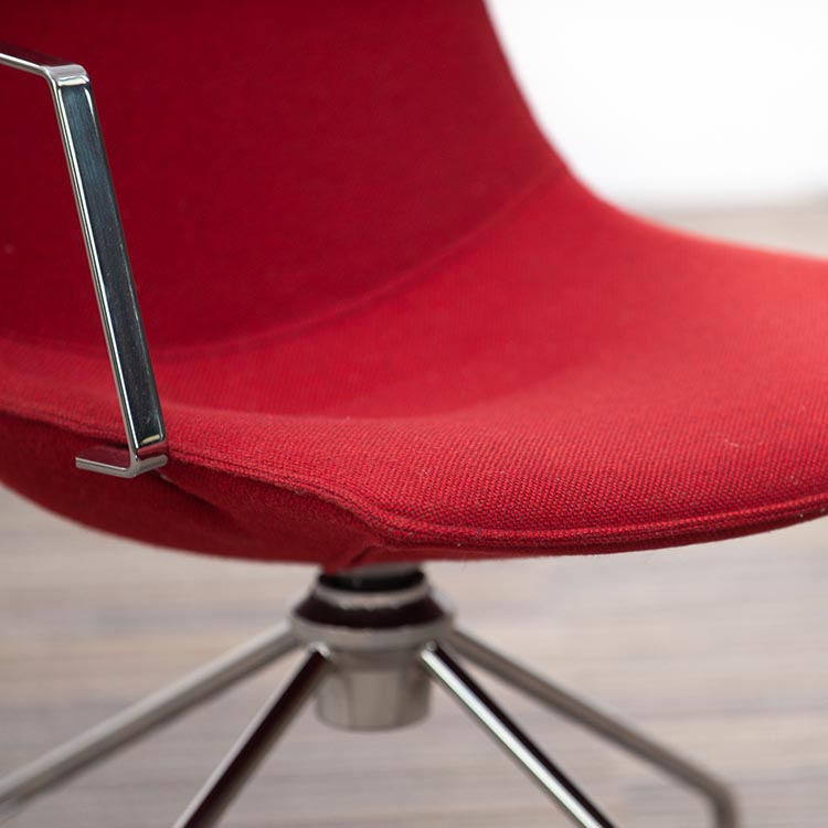 LAMMHULTS Comet Easy Chair Chaise lounge design Gunilla Allard - tissu rouge vin / chrome quatre pieds – Image 10