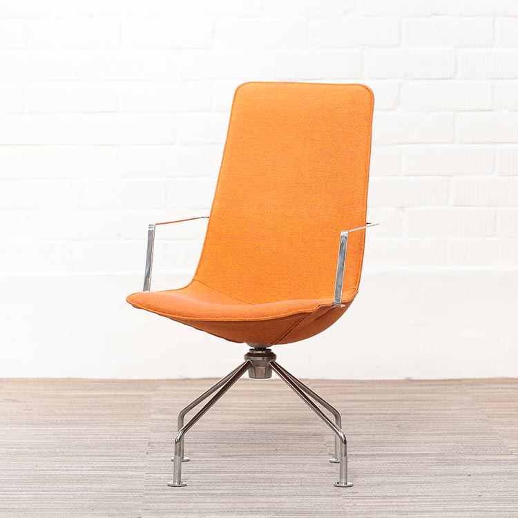LAMMHULTS Comet Easy Chair Chaise lounge design Gunilla Allard - tissu orange / chrome quatre pieds – Image 2