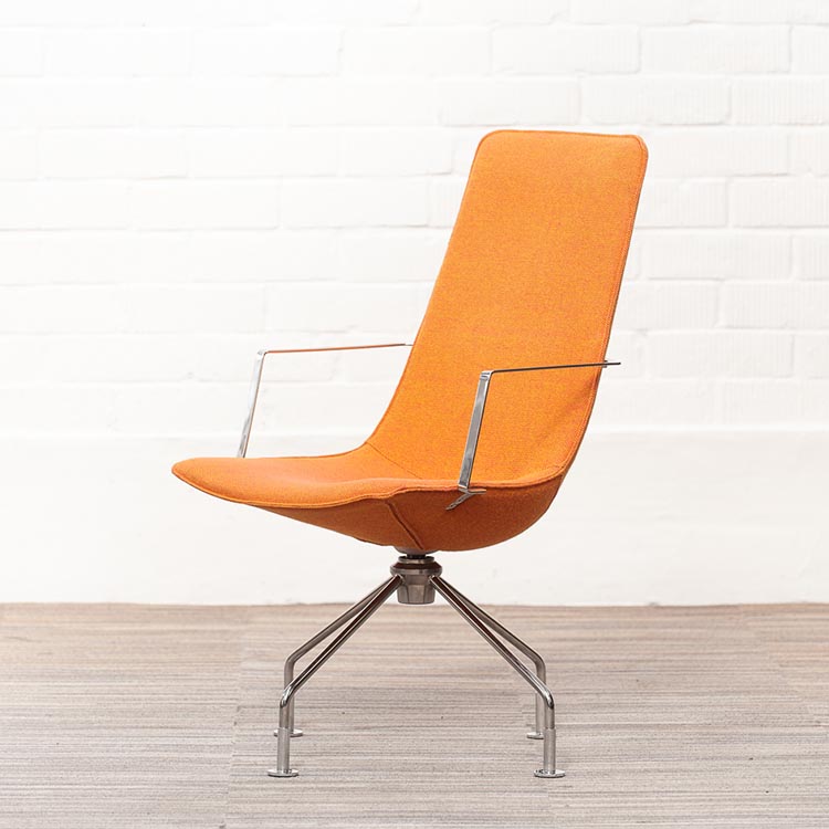 LAMMHULTS Comet Easy Chair Chaise lounge design Gunilla Allard - tissu orange / chrome quatre pieds – Image 3