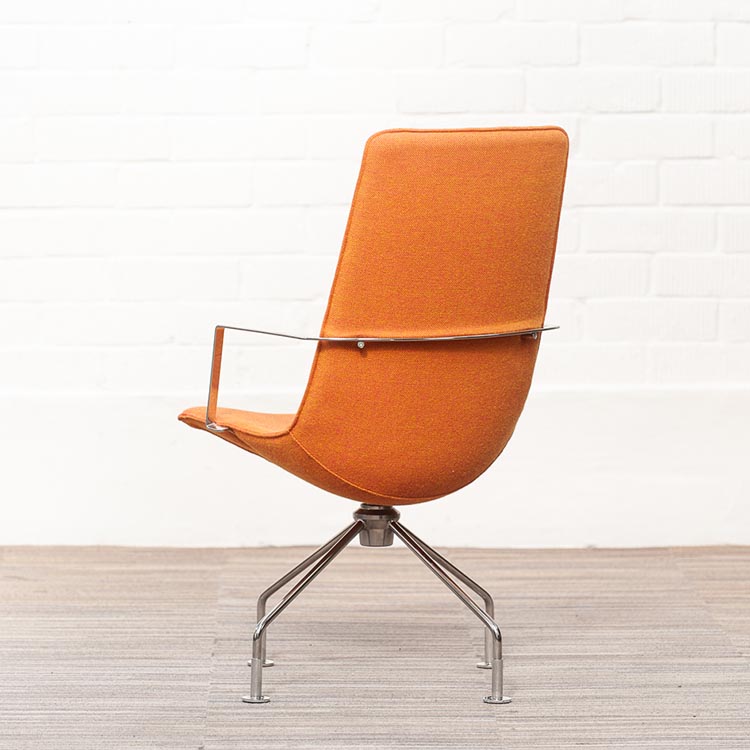 LAMMHULTS Comet Easy Chair Chaise lounge design Gunilla Allard - tissu orange / chrome quatre pieds – Image 6